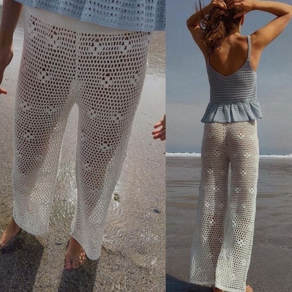 Summer 🌞 NWT ZARACROCHET WIDE LEG PANTS XS-S🚨 My prices are firm no discount